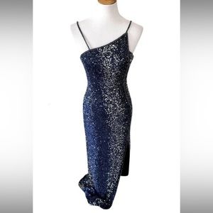 Vintage 90’s Y2K 100% Silk Slip Dress Beaded Silk Gown Asymmetrical Maxi Dress